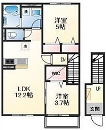 白鳥台3丁目アパート 2LDKの間取図画像