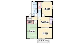 黒川グリーンハイツC棟 3DKの間取図画像