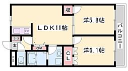 サン・フラワー新宮 2LDKの間取図画像