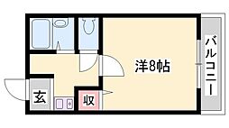 グランド・ヒルC棟 1Kの間取図画像