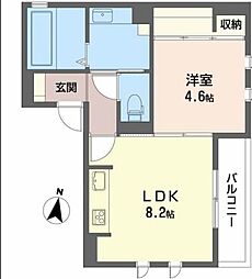 アプリコ 1LDKの間取図画像