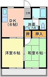 グランド・ヒルB棟 2DKの間取図画像