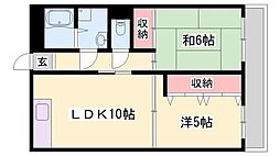 ハッピーコート駅南大路 2LDKの間取図画像