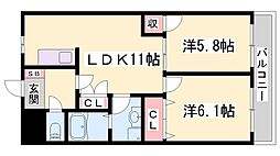 パークサイド 2LDKの間取図画像