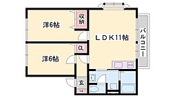 サンビレッジ阿成A棟 2LDKの間取図画像