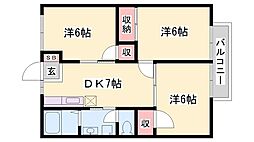 オートハイツ2 3DKの間取図画像