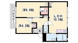 ハイツミラクル 2LDKの間取図画像