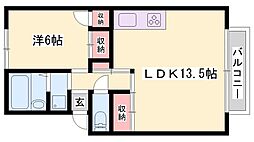 メゾン堀川B棟 1LDKの間取図画像
