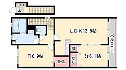 フラン・セーヌ2番館 2LDKの間取図画像