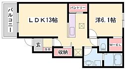 グランデ光祥1 1LDKの間取図画像