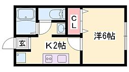 グリーンハイツ 1Kの間取図画像