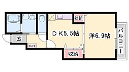 ソレイユ 1DKの間取図画像