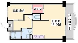 シャトー日東A棟 1LDKの間取図画像
