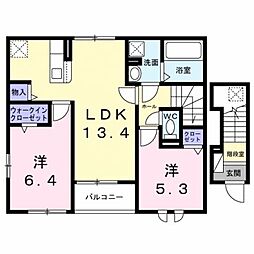 シャリテイ・ベルII 2LDKの間取図画像