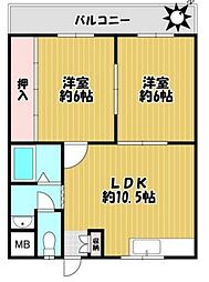 グリーンビレッジ 2LDKの間取図画像