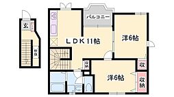 はくや西高洲 2LDKの間取図画像