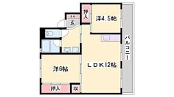 ビレッジハウス三草1棟 2LDKの間取図画像