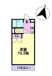 ルナTAKINO 1Kの間取図画像