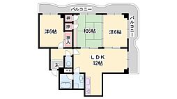 手柄コーポ2号館 3LDKの間取図画像