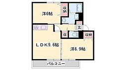 ボナール上の丸A 2LDKの間取図画像