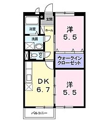 エルディム1 2DKの間取図画像