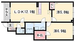 メゾン高本2番館 2LDKの間取図画像