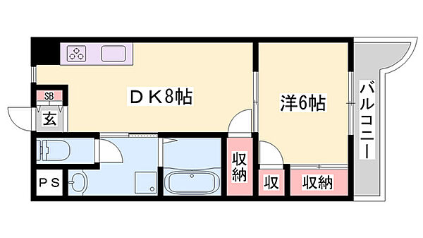 コーポラス神子岡 ｜兵庫県姫路市神子岡前1丁目(賃貸マンション1DK・2階・36.45㎡)の写真 その2