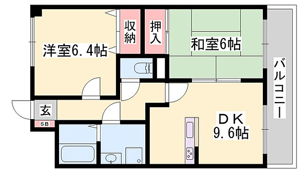 サンプレイス網干駅前 ｜兵庫県姫路市網干区高田(賃貸マンション2DK・3階・52.29㎡)の写真 その2