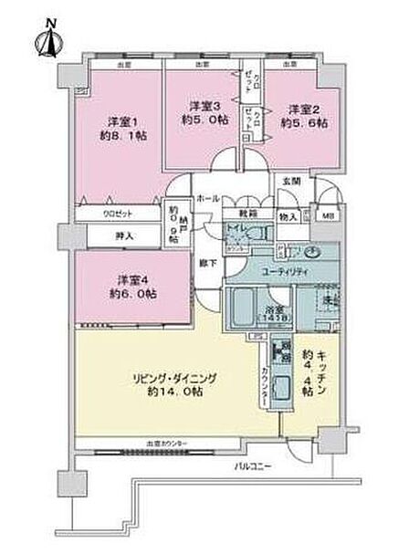 南向きで日当たり良好♪各部屋に収納スペースを確保しています。LDK~洗面室の動線もスムーズで使い勝手良好です。