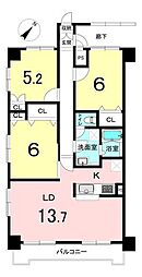 オリンピア月寒公園マンション 3LDKの間取図画像