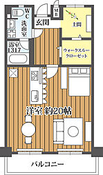 マツダファミリーハイツ阿波座 ワンルームの間取図画像