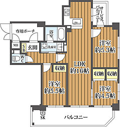 アービング北大阪アルブレッサ 3LDKの間取図画像