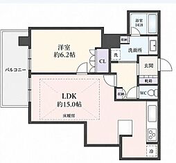レジデンス梅田ローレルタワー 1LDKの間取図画像