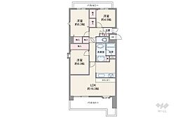 シャトー中村公園 3LDKの間取図画像