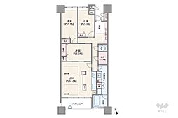 Dグランセ代官町ザ・レジデンスサンシャイン棟 3SLDKの間取図画像