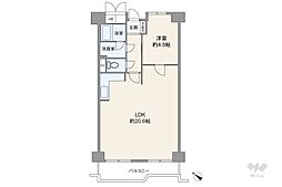 納屋橋マンションB棟 1LDKの間取図画像