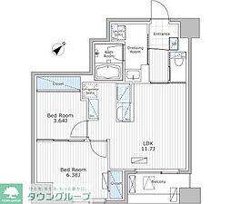 アスブルーム奥浅草 4階2LDKの間取り