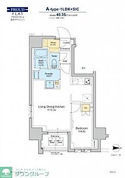 プラウドフラット浅草アベニュー 7階1LDKの間取り