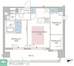 アーバネックス北上野 13階3LDKの間取り