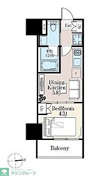 ザ・ライオンズフォーシア町屋 3階1DKの間取り