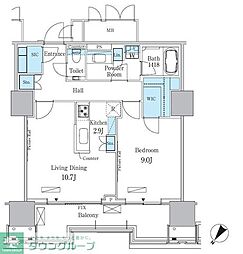 HARUMI　FLAG　PORT　VILLAGE　A棟 17階1LDKの間取り