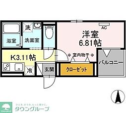 レインボー皿沼 3階1Kの間取り