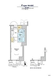 プラウドフラット浅草トレサージュ 3階1Kの間取り