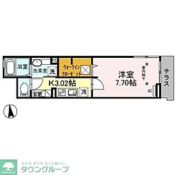 ラピス綾瀬 1階1Kの間取り