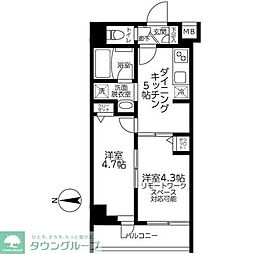 ティモーネグランデ田端ドゥーエ 3階2DKの間取り