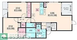 ＬＵＬＵ西尾久 2階2LDKの間取り