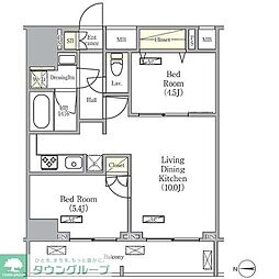 GRACIA PLACE HIKIFUNE 8階2LDKの間取り