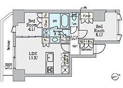 クレストコート上野 8階2LDKの間取り