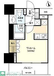 ザ・パークハウス上野 5階ワンルームの間取り