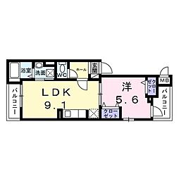 ベルハイツ 1LDKの間取図画像